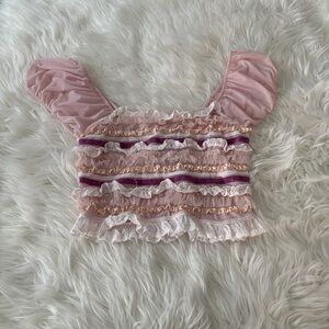 NWOT Kimchi Blue Pink Ruffle Top